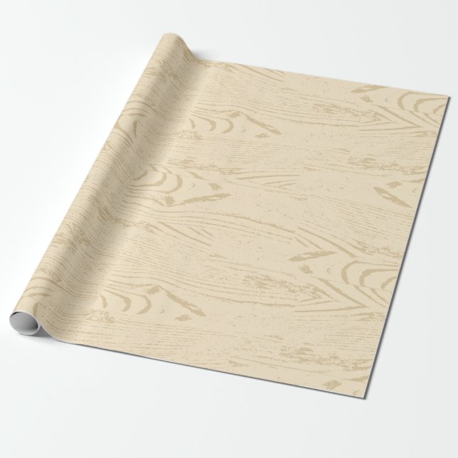 Papier Cadeau Tan Blond Faux Bois de Bois Motif (Déroulé)