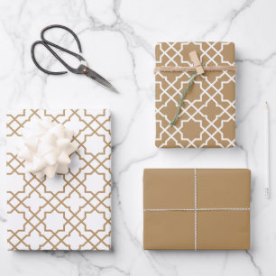 Papier cadeau Tan Brown Arabesque Motif