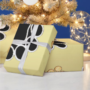 Papier Cadeau Tan et empreinte de patte noir sur un arrière - pl