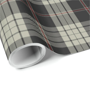 Papier Cadeau Tan Noir Écru Rouge Tartan Plaid