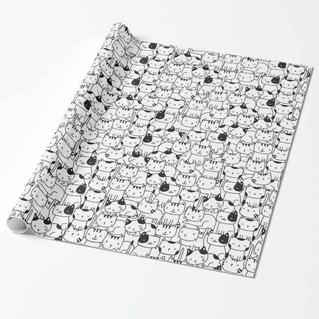 Papier Cadeau Tant de Motif de chats papier d'enveloppement (Déroulé)