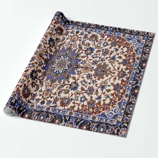 Papier Cadeau Tapis bleu turc oriental antique Perse (Déroulé)
