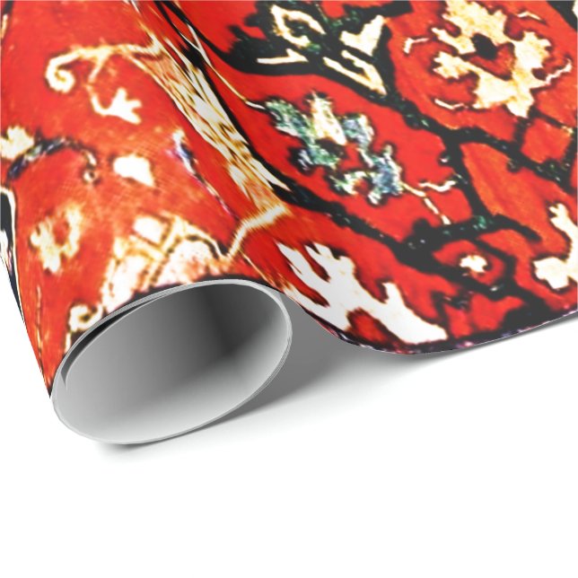 Papier Cadeau Tapis oriental en bleu&orange (Coin rond)