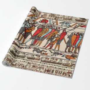 PAPIER CADEAU TAPISSERIE DE BAYEUX, BATAILLE DE HASTINGS, CHEVAL