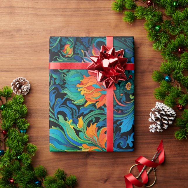 Papier Cadeau Tapisserie florale Abstraite Gras Vivid Coloré