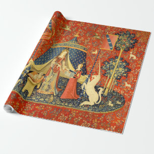 Papier Cadeau Tapisseries Unicorne Lady Legend Médiéval