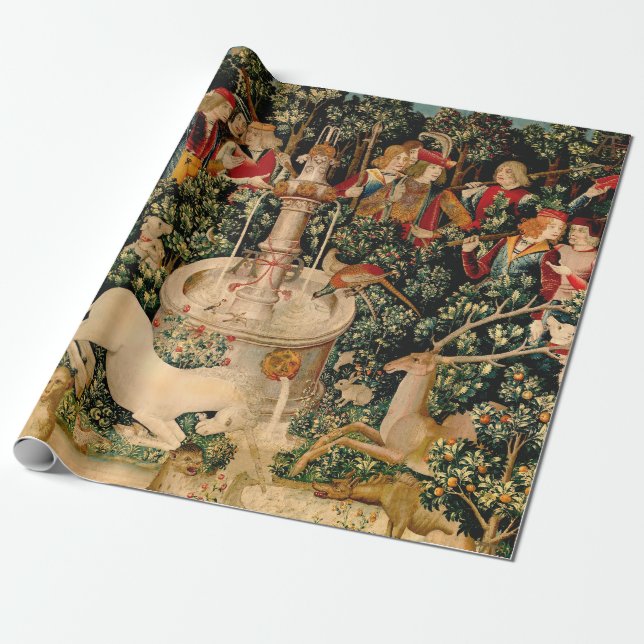 Papier Cadeau Tapisseries Unicorne Trouvé Légende Mythique (Déroulé)