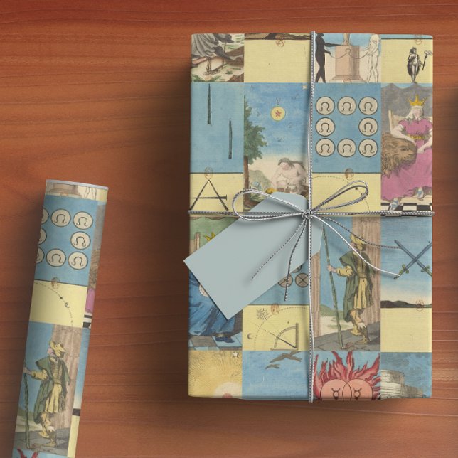 Papier Cadeau Tarot tiré main vintage Pastel (Créateur téléchargé)