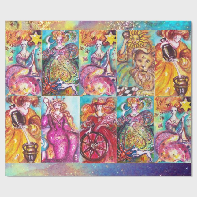 PAPIER CADEAU TAROTS DES OMBRES PERDUES /STAR, LUNE, SOLEIL, EMP (Plat)