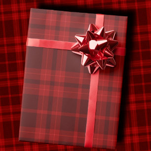 Papier Cadeau Tartan à carreaux monochrome rouge burgundy profon