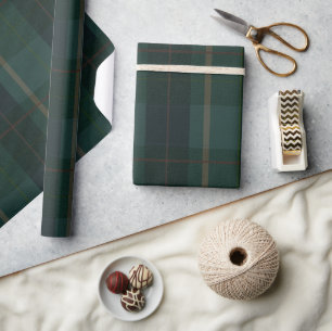 Papier Cadeau Tartan à carreaux vert foncé classique