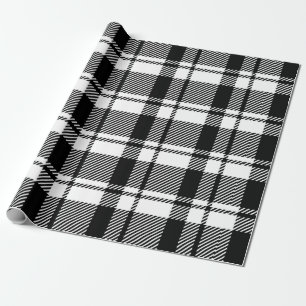 Papier Cadeau Tartan blanc et noir moderne