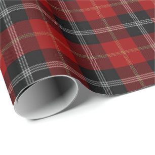 Papier Cadeau Tartan blanc noir rouge écossais de Marjoribanks