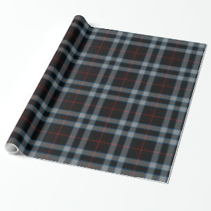 Papier Cadeau Tartan bleu gris noir