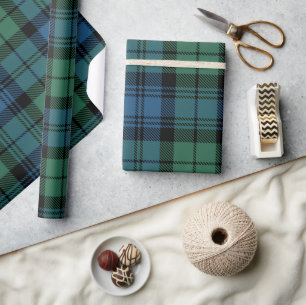 Papier Cadeau Tartan Clan Campbell Plaid Blue Green Check