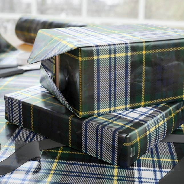 Papier Cadeau Tartan Clan Gordon White Green Purple Check (Plaid Clan Gordon Tartan Wrapping Paper)