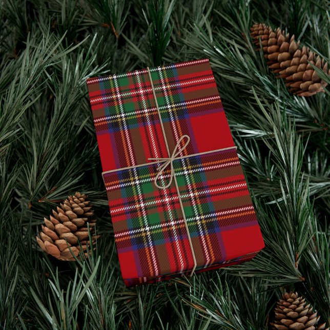 Papier Cadeau Tartan Clan Stewart Plaid Black Red Check Motif (Stewart Tartan Plaid Wrapping Paper)