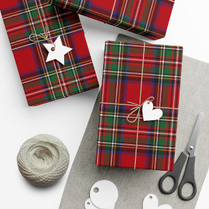 Papier Cadeau Tartan Clan Stewart Plaid Black Red Check Rustique