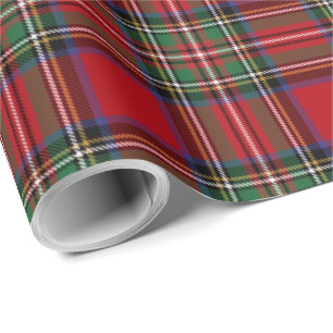 Papier Cadeau Tartan Clan Stewart Plaid Red Green Check Rustique