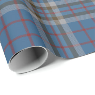 Papier Cadeau Tartan Clan Thompson Plaid Blue Grey Check