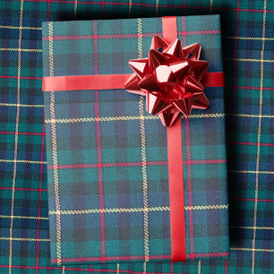Papier Cadeau Tartan classique écossais vert chasseur et marine