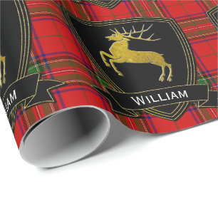 Papier Cadeau Tartan de Stewart de mâle d'or