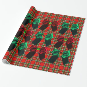 PAPIER CADEAU TARTAN ÉCOSSAIS AVEC BOÎTES DE NOËL VERT ROUGE