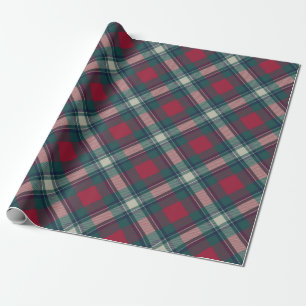 Papier Cadeau Tartan écossais moderne rouge et vert