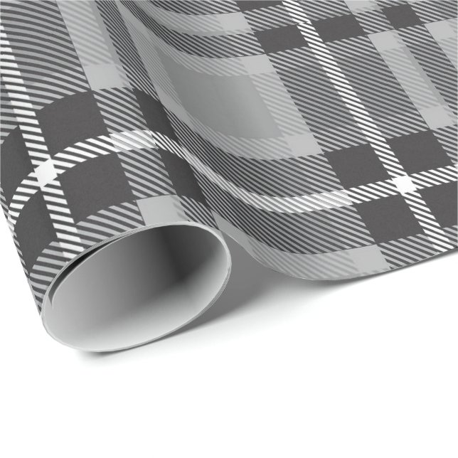 Papier Cadeau Tartan gris (Coin rond)