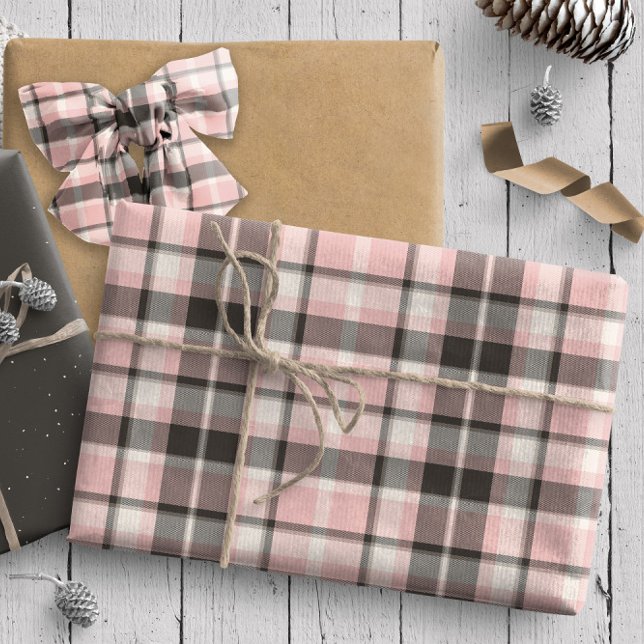 Papier Cadeau Tartan Motif10 rose et gris ID210 (Créateur téléchargé)