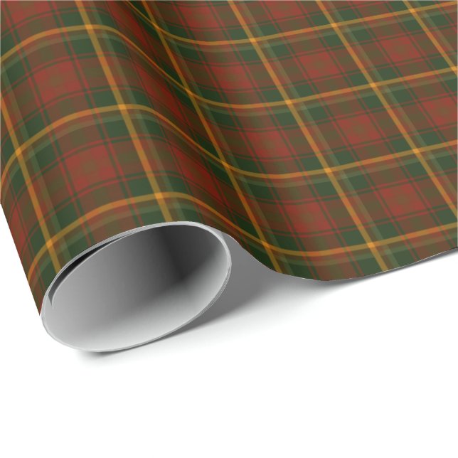 Papier Cadeau Tartan national canadien de feuille d'érable (Coin rond)