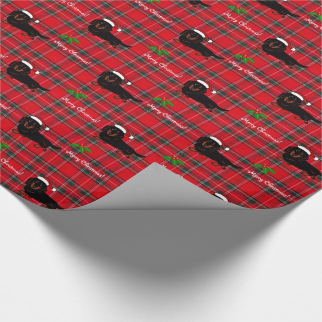 Papier Cadeau Tartan noir de teckel et bronzage aux cheveux (Coin)