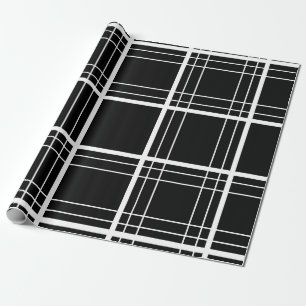 Papier Cadeau Tartan noir et blanc