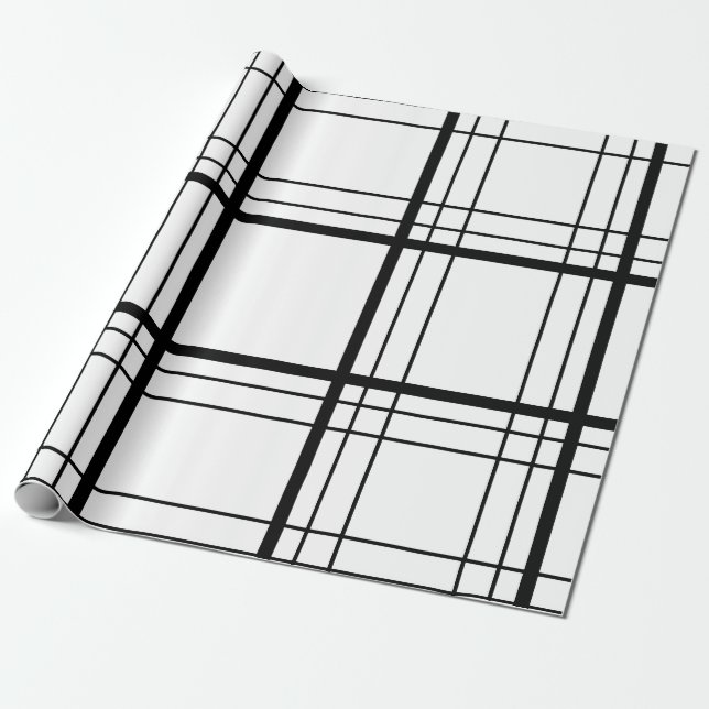 Papier Cadeau Tartan noir et blanc (Déroulé)