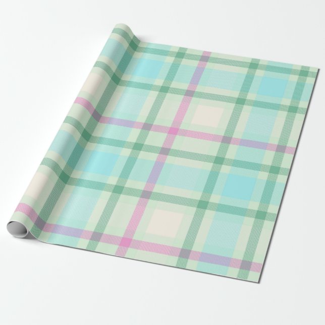 Papier Cadeau Tartan Papier d'emballage pastel plaqué (Déroulé)