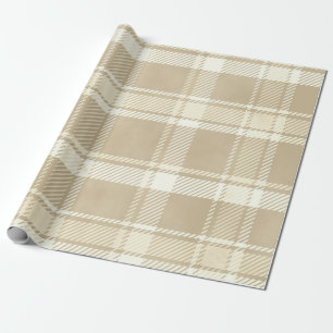 Papier Cadeau Tartan Plaid en beige, crème et jaune pâle