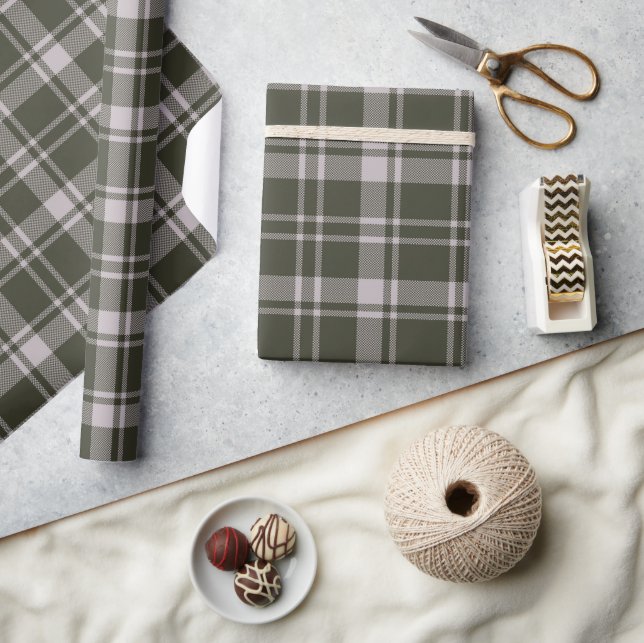 Papier Cadeau Tartan Plaid Farmhouse Forest Green (Artisanat)