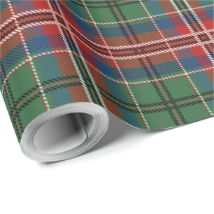 Papier Cadeau Tartan Plaid Rustique Rouge Vert Motif Vacances