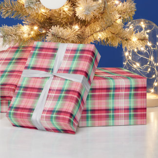 Papier Cadeau Tartan rose vert