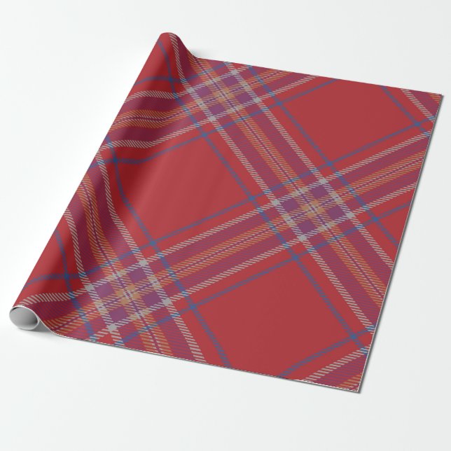 Papier Cadeau Tartan rouge classique (Déroulé)
