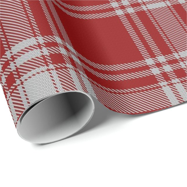 Papier Cadeau Tartan rouge de Menzies de clan et blanc écossais (Coin rond)