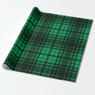 Papier Cadeau Tartan vert et noir pour fêtes de Noël