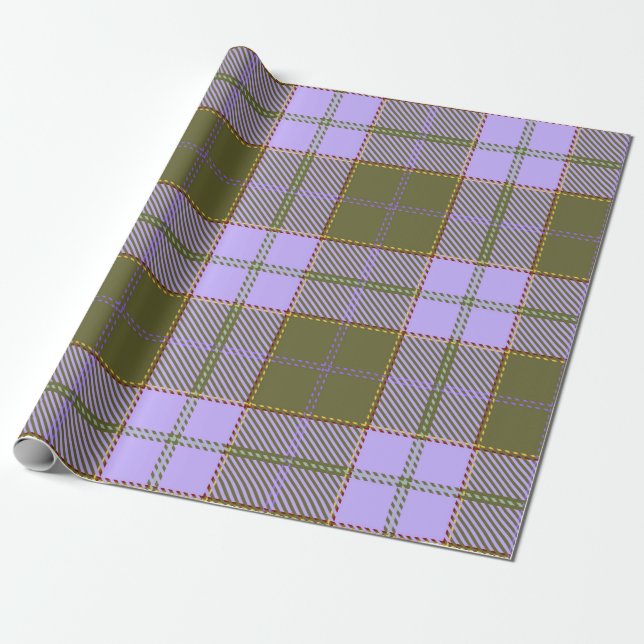 Papier Cadeau Tartan vert et violet Plaid écossais sans fil Pa (Déroulé)