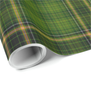 Papier Cadeau Tartan vert or Plaid