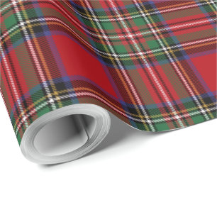 Papier Cadeau Tartan vert rouge