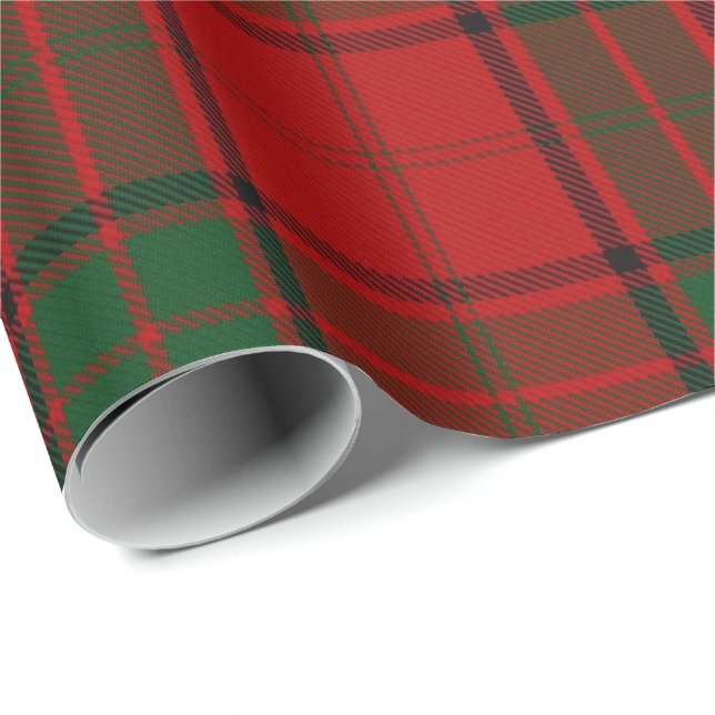 Papier Cadeau Tartan vert rouge écossais de Maxwell de clan (Coin rond)