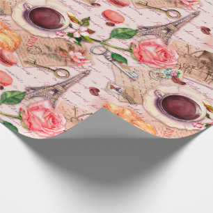 Papier Cadeau Tasse de thé et vieilles lettres vintages à la f