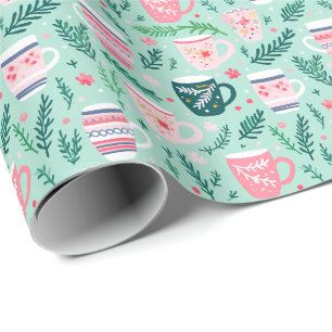 Papier Cadeau Tasses festives et cosy pour les Fêtes de Noël