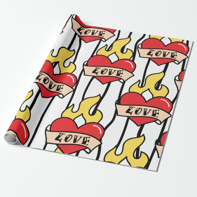 Papier Cadeau Tatouage de la vieille école (Déroulé)