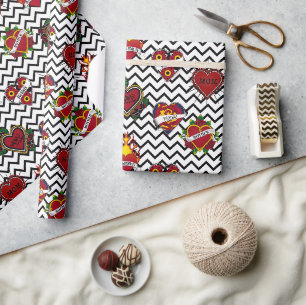 Papier Cadeau Tatouage maman Chevron noir